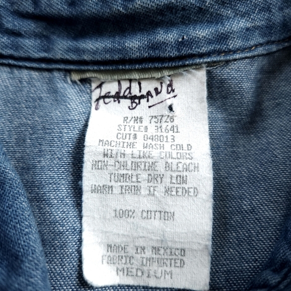 Vintage Embroidered Leaves Chambray Button Down Sz M - Picture 4 of 7